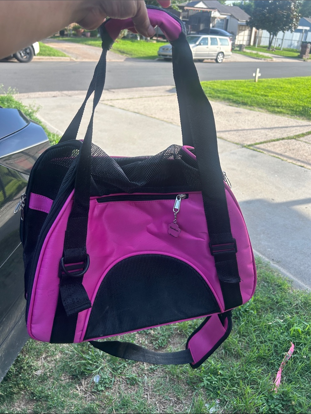 Versatile Pink Small Pet Carrier Bag with Padded Strap